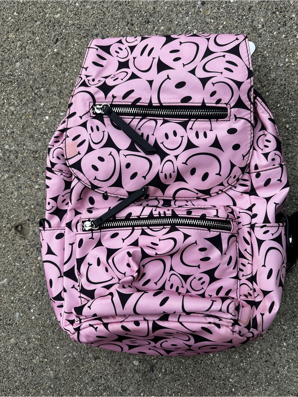 Pink Smiley Print Backpack - Madden Girl